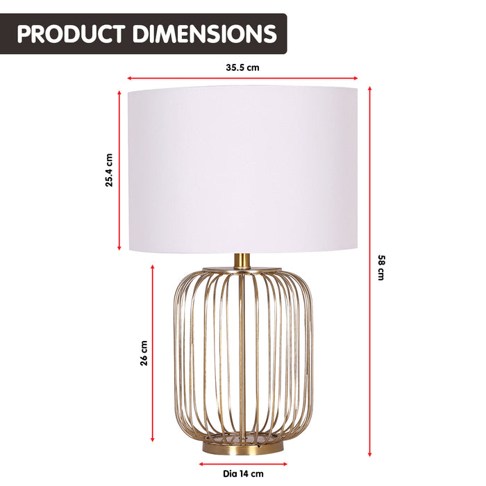 Rose Gold Table Lamp with Linen Drum Shade