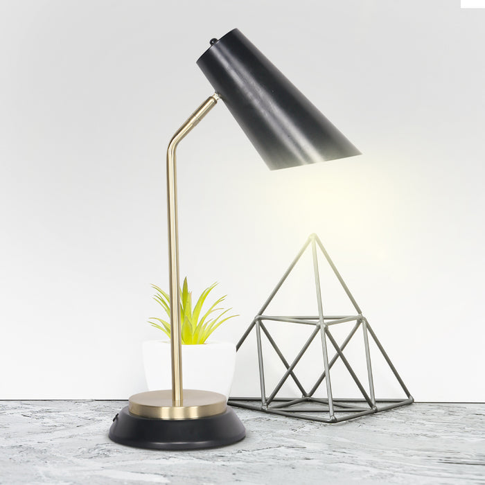 Electric Reading Light Table Lamp Brass Finish - Black