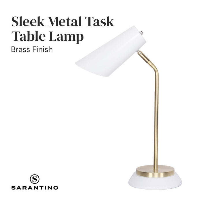 Electric Reading Light Table Lamp Brass Finish - White