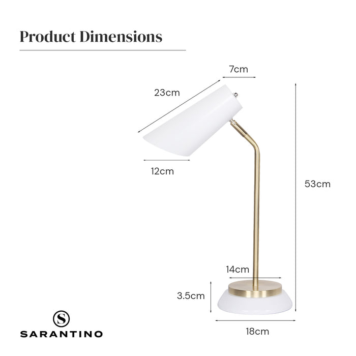 Electric Reading Light Table Lamp Brass Finish - White