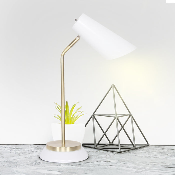 Electric Reading Light Table Lamp Brass Finish - White