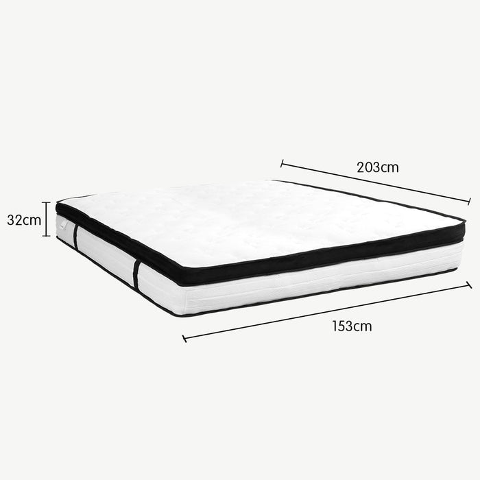 Laura Hill Queen Mattress Bed Size Euro Top 5 Zone Spring Foam 32cm Bedding Pocket