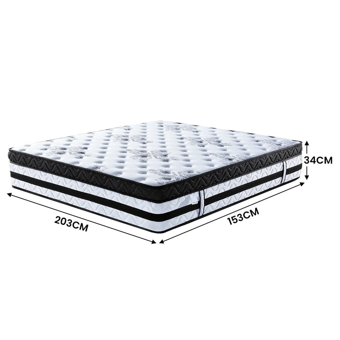 Laura Hill Queen Mattress Bed Size Euro Top 5 Zone Spring Foam 34cm Bedding