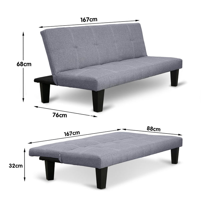 Sofa Bed Lounge Couch Futon Furniture Seat Adjustable Suite Dark Grey