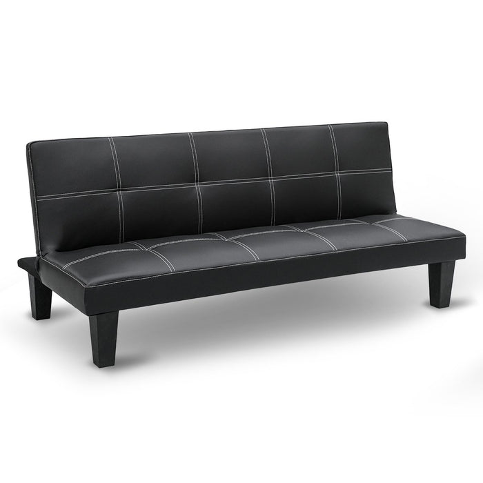 2 Seater Modular Faux Leather Fabric Sofa Bed Couch - Black