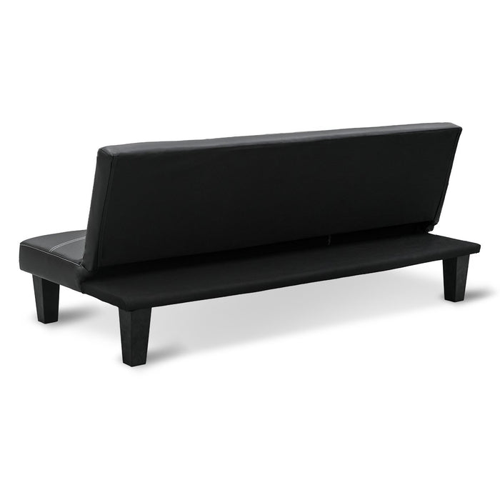 2 Seater Modular Faux Leather Fabric Sofa Bed Couch - Black