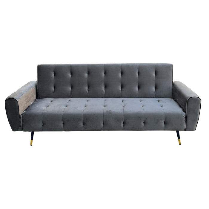 Ava 3-seater Tufted Velvet Sofa Bed By Sarantino - Dark Grey