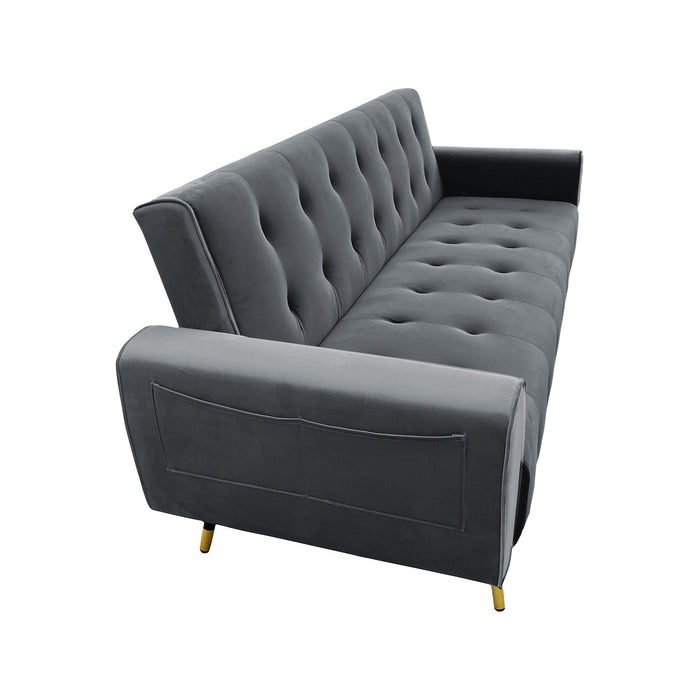 Ava 3-seater Tufted Velvet Sofa Bed By Sarantino - Dark Grey