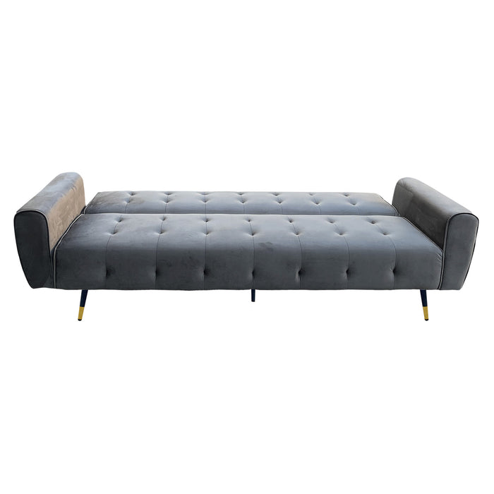 Ava 3-seater Tufted Velvet Sofa Bed By Sarantino - Dark Grey