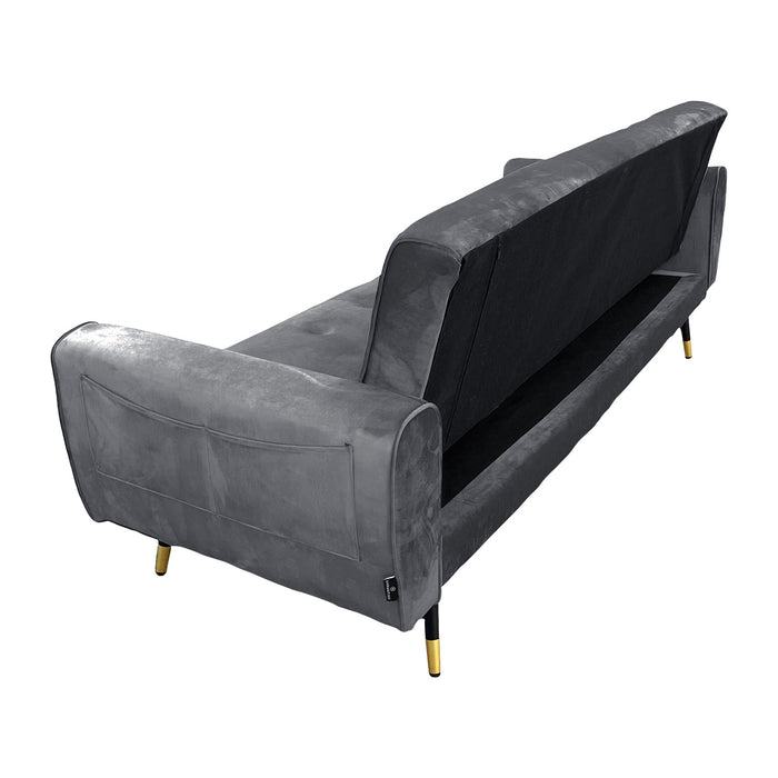 Ava 3-seater Tufted Velvet Sofa Bed By Sarantino - Dark Grey