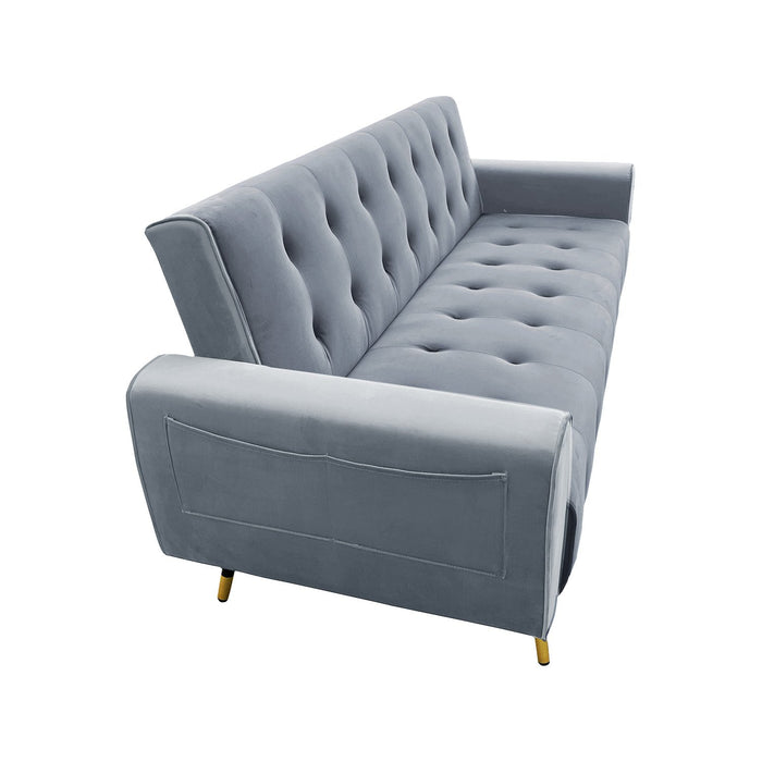 Ava 3-seater Tufted Velvet Sofa Bed By Sarantino - Light Grey