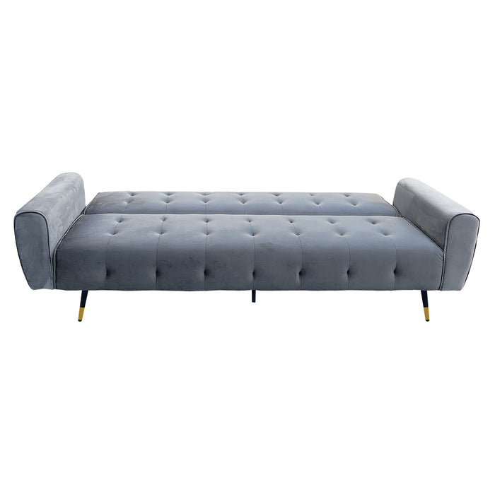 Ava 3-seater Tufted Velvet Sofa Bed By Sarantino - Light Grey