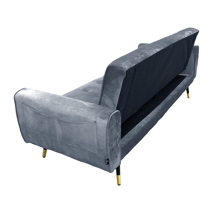 Ava 3-seater Tufted Velvet Sofa Bed By Sarantino - Light Grey