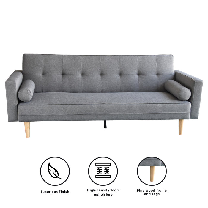 Madison Sofa Bed Lounge Couch Futon Furniture Home Light Grey Linen Suite