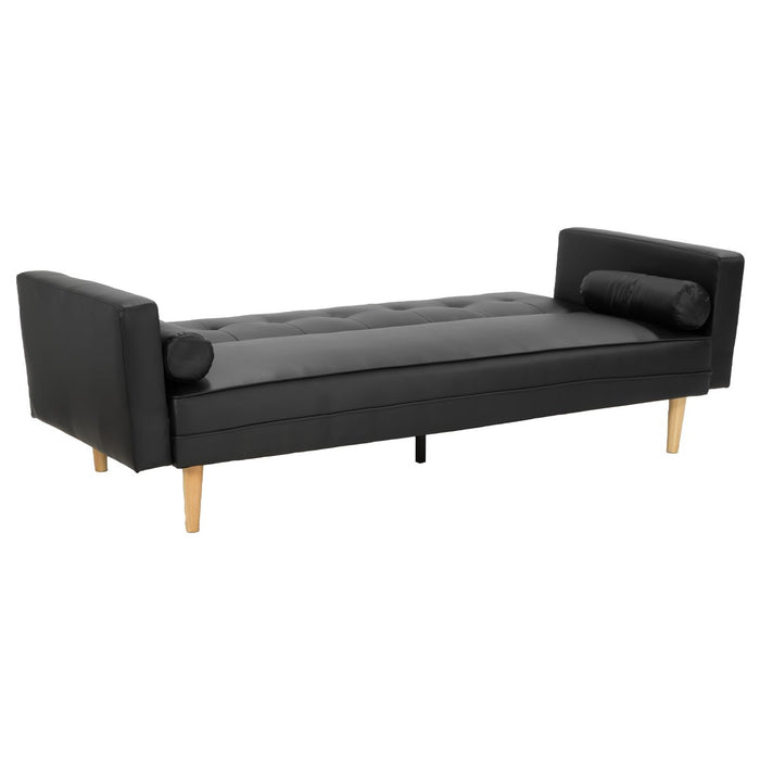 Madison Faux Leather Sofa Bed Lounge Couch Futon Furniture Home Suite - Black