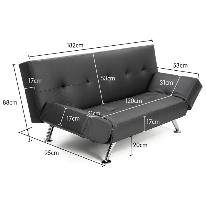 Brooklyn Sofa Bed Lounge Faux Leather Couch Futon Furniture Adjustable Suite Gr