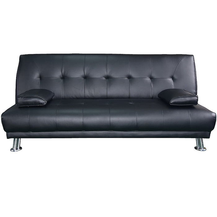 Manhattan Sofa Bed Faux Leather Lounge Couch Futon Furniture Suite - Black