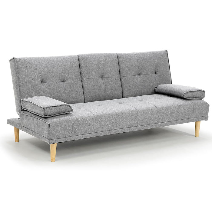 Rochester Linen Fabric Sofa Bed Lounge Couch Futon Furniture Suite - Light Grey