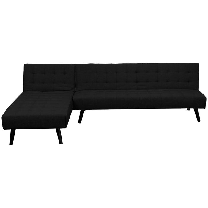 3-seater Corner Sofa Bed With Lounge Chaise Couch Furniture Black