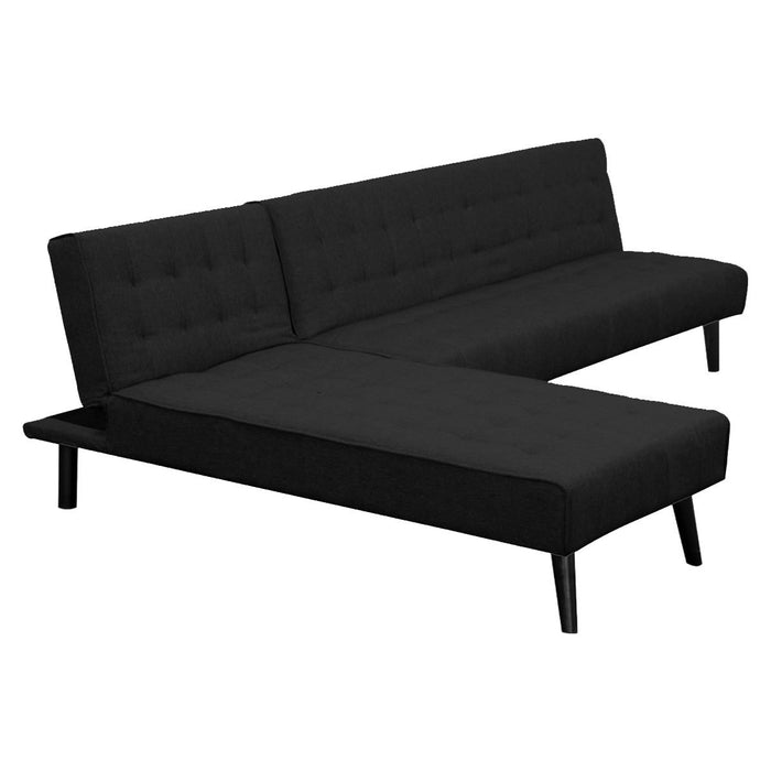 3-seater Corner Sofa Bed With Lounge Chaise Couch Furniture Black