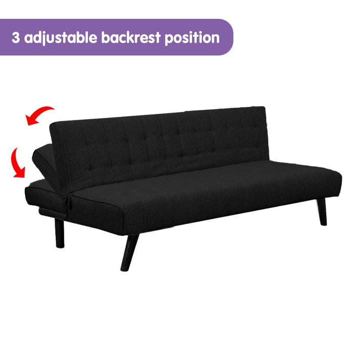 3-seater Corner Sofa Bed With Lounge Chaise Couch Furniture Black