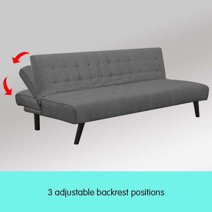 3-seater Corner Sofa Bed Lounge Chaise Couch - Dark Grey