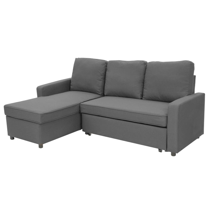 3-seater Corner Sofa Bed With Storage Lounge Chaise Couch - Grey