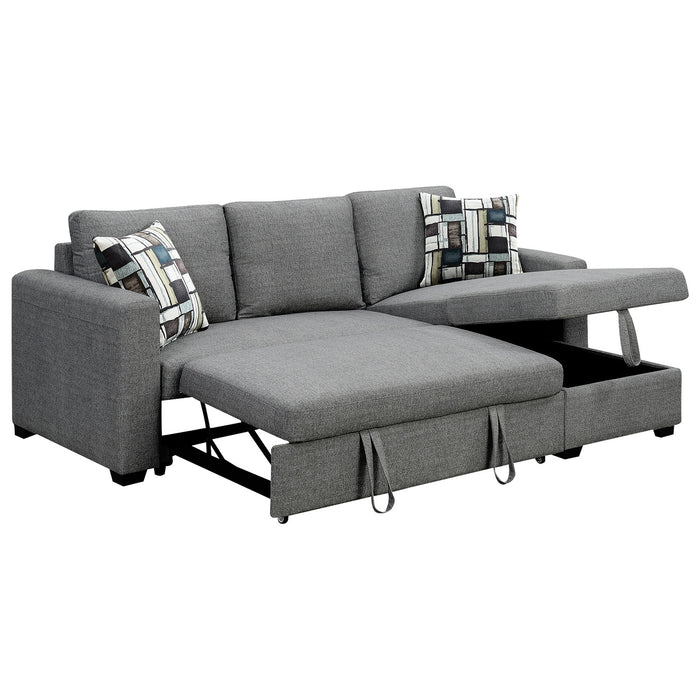 Fontana Pullout Sofa Bed with Storage Chaise Lounge - Grey