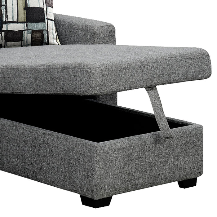 Fontana Pullout Sofa Bed with Storage Chaise Lounge - Grey