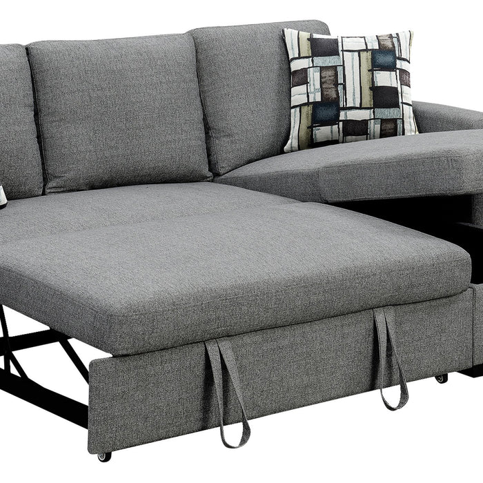 Fontana Pullout Sofa Bed with Storage Chaise Lounge - Grey