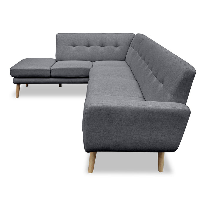 Faux Linen Corner Sofa Lounge L-shaped with Chaise Dark Grey