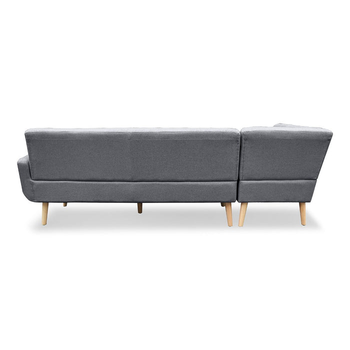 Faux Linen Corner Sofa Lounge L-shaped with Chaise Dark Grey