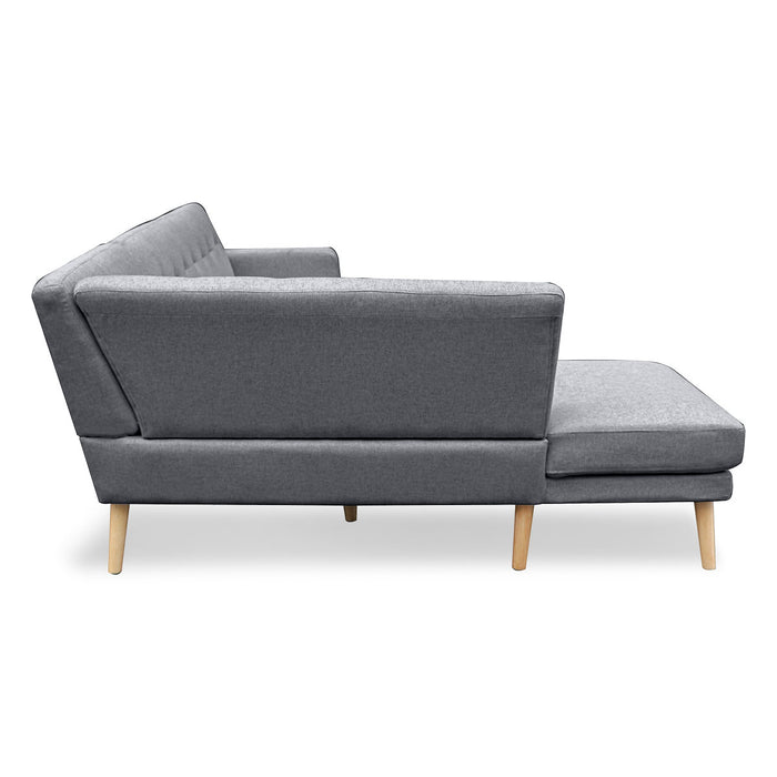 Faux Linen Corner Sofa Lounge L-shaped with Chaise Dark Grey