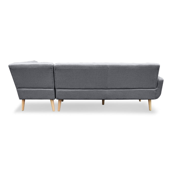 Faux Linen Corner Sofa Lounge L-shaped with Chaise Dark Grey