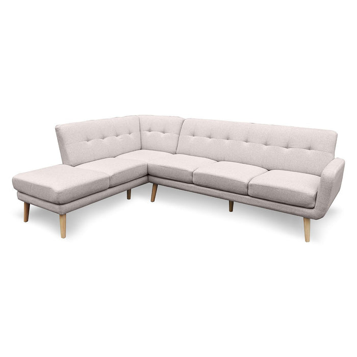 Faux Linen Corner Sofa Lounge L-shaped Chaise Light Grey