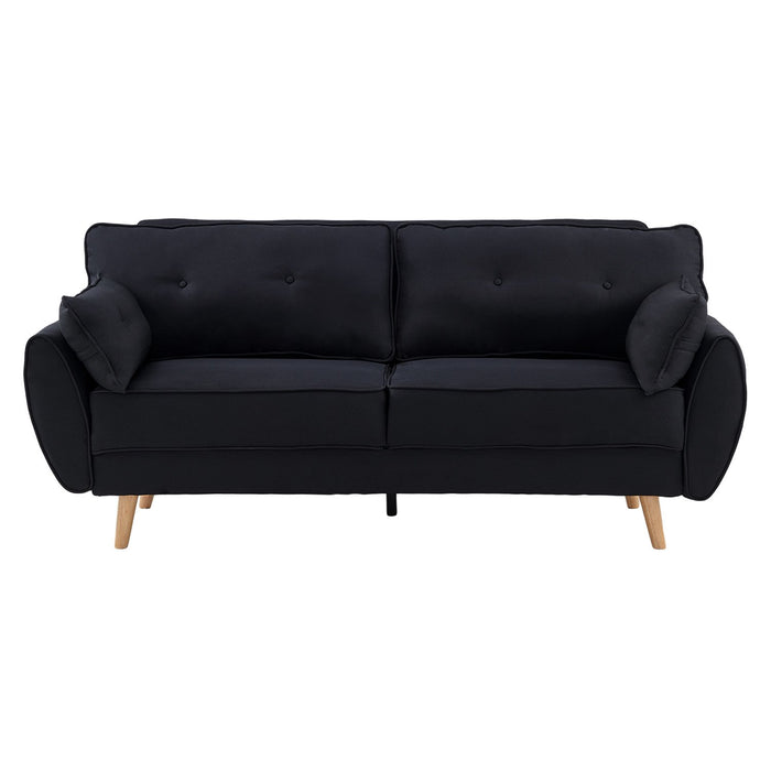 3 Seater Modular Linen Fabric Sofa Bed Couch Futon Suite - Black