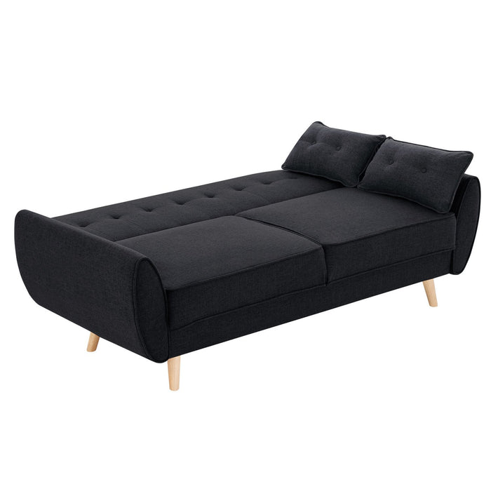 3 Seater Modular Linen Fabric Sofa Bed Couch Futon Suite - Black