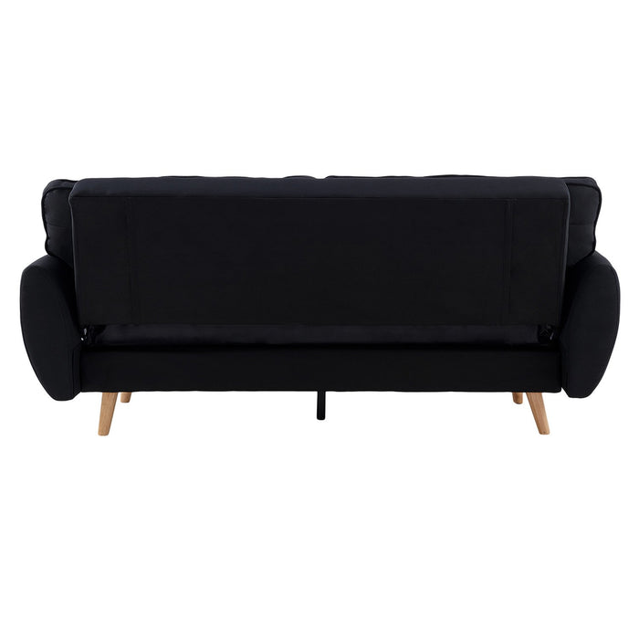 3 Seater Modular Linen Fabric Sofa Bed Couch Futon Suite - Black