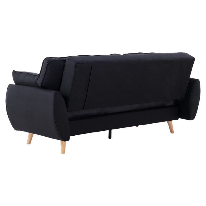 3 Seater Modular Linen Fabric Sofa Bed Couch Futon Suite - Black