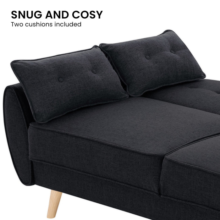 3 Seater Modular Linen Fabric Sofa Bed Couch Futon Suite - Black