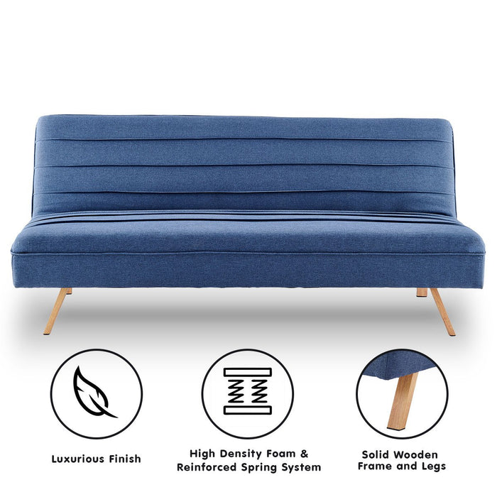 3 Seater Modular Linen Fabric Sofa Bed Couch  - Dark Blue