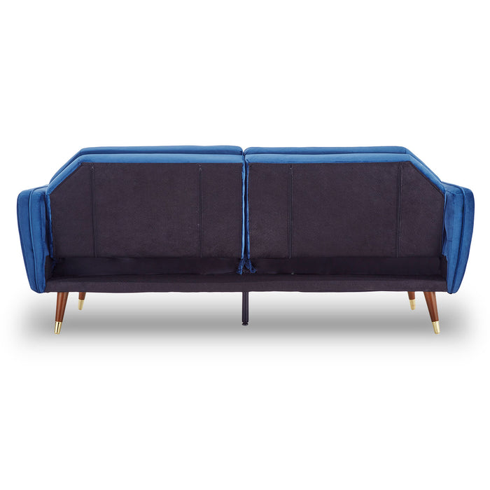 Faux Velvet Sofa Bed Couch Furniture Lounge Suite Futon Blue