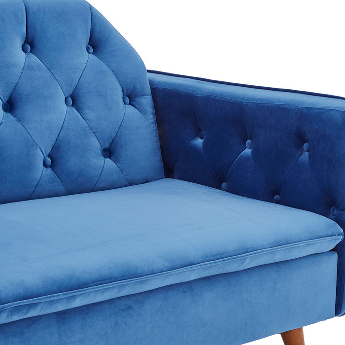 Faux Velvet Sofa Bed Couch Furniture Lounge Suite Futon Blue