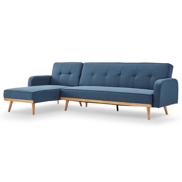 3-Seater Corner Sofa Bed with Chaise Lounge - Blue