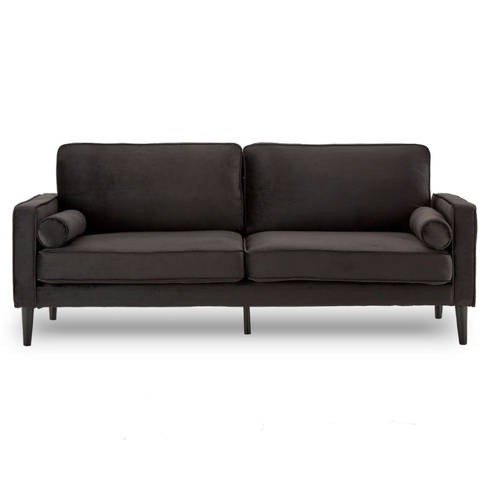 Faux Velvet Sofa Bed Couch Furniture Lounge Suite - Black