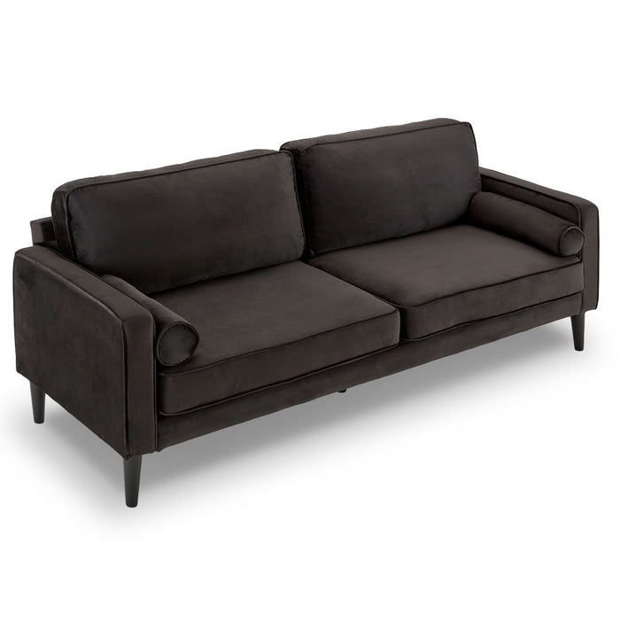 Faux Velvet Sofa Bed Couch Furniture Lounge Suite - Black