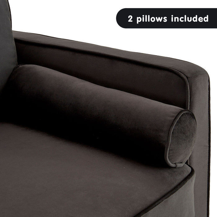 Faux Velvet Sofa Bed Couch Furniture Lounge Suite - Black