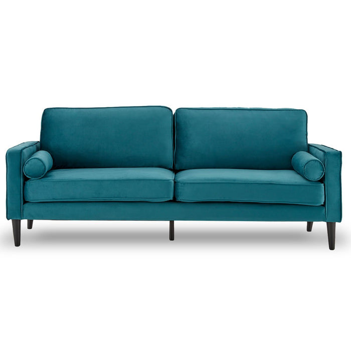 Faux Velvet Sofa Bed Couch Furniture Lounge Suite Seat Blue