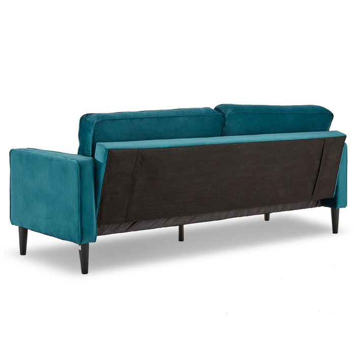 Faux Velvet Sofa Bed Couch Furniture Lounge Suite Seat Blue