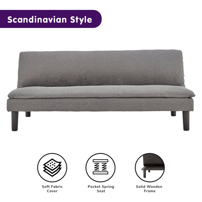 3 Seater Modular Faux Linen Fabric Sofa Bed Couch -Dark Grey